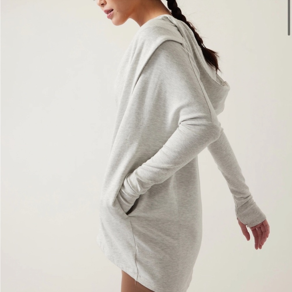 Athleta Purana Hooded Oversized Wrap Sweatshirt Light Heathered Gray XL - Picture 4 of 11